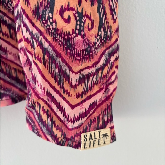 Salt Life Pink and Black Boho Patterned Camisole Adjustable Straps Size Medium - Picture 4 of 6